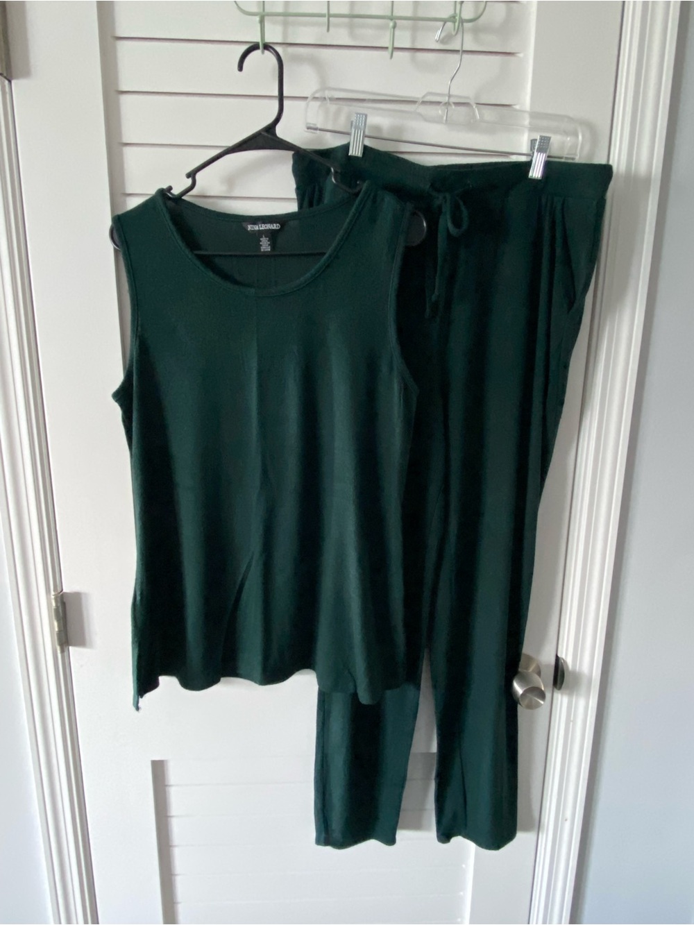 Nina Leonard Dark Hunter Green Loungewear Set Outfit Size Large
